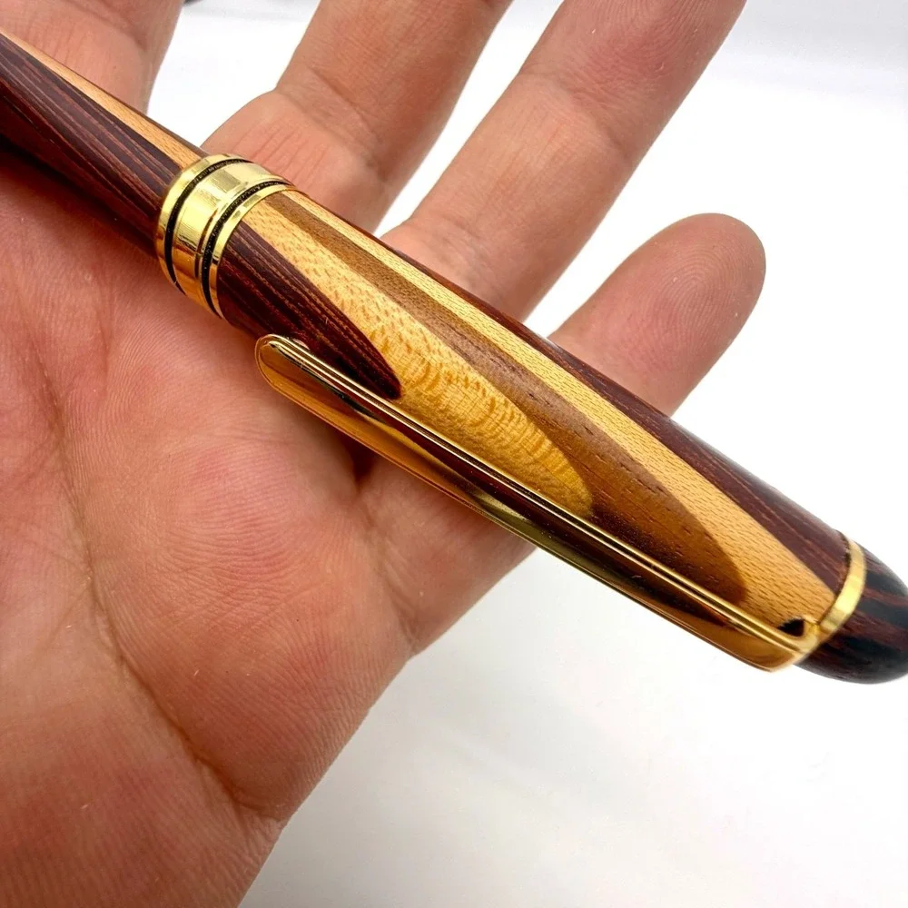 Davin‎ Kesler Wood Pen Pencil Pillbox Set Vintage Inlay Gold-Tone West Germany